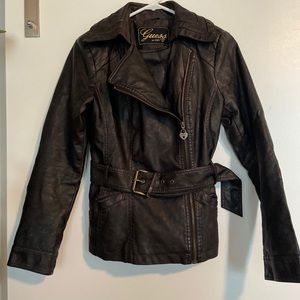 Guess Leather Jacket (Dark Brown)